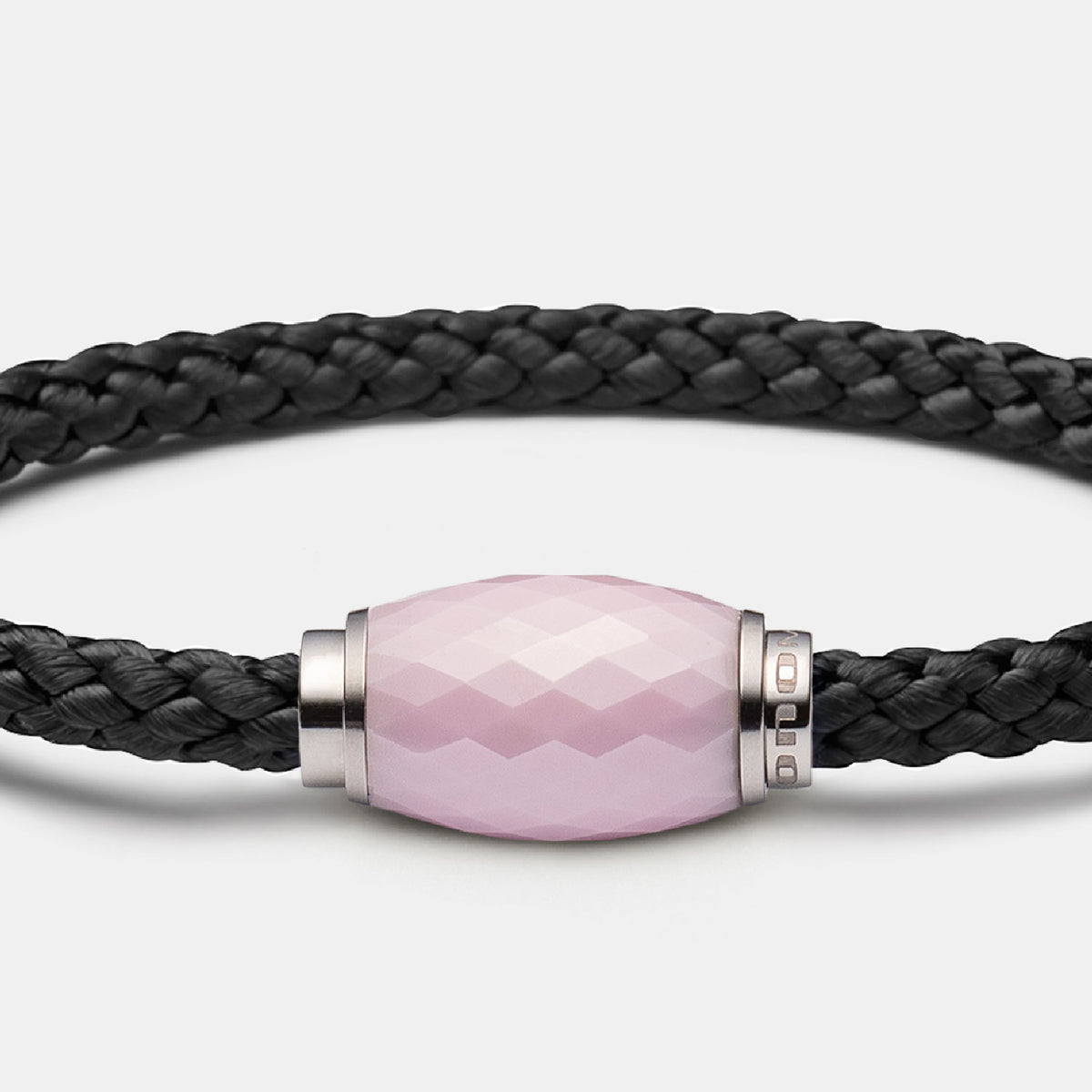 Armband, rosa Keramik, Tauwerk, schwarz