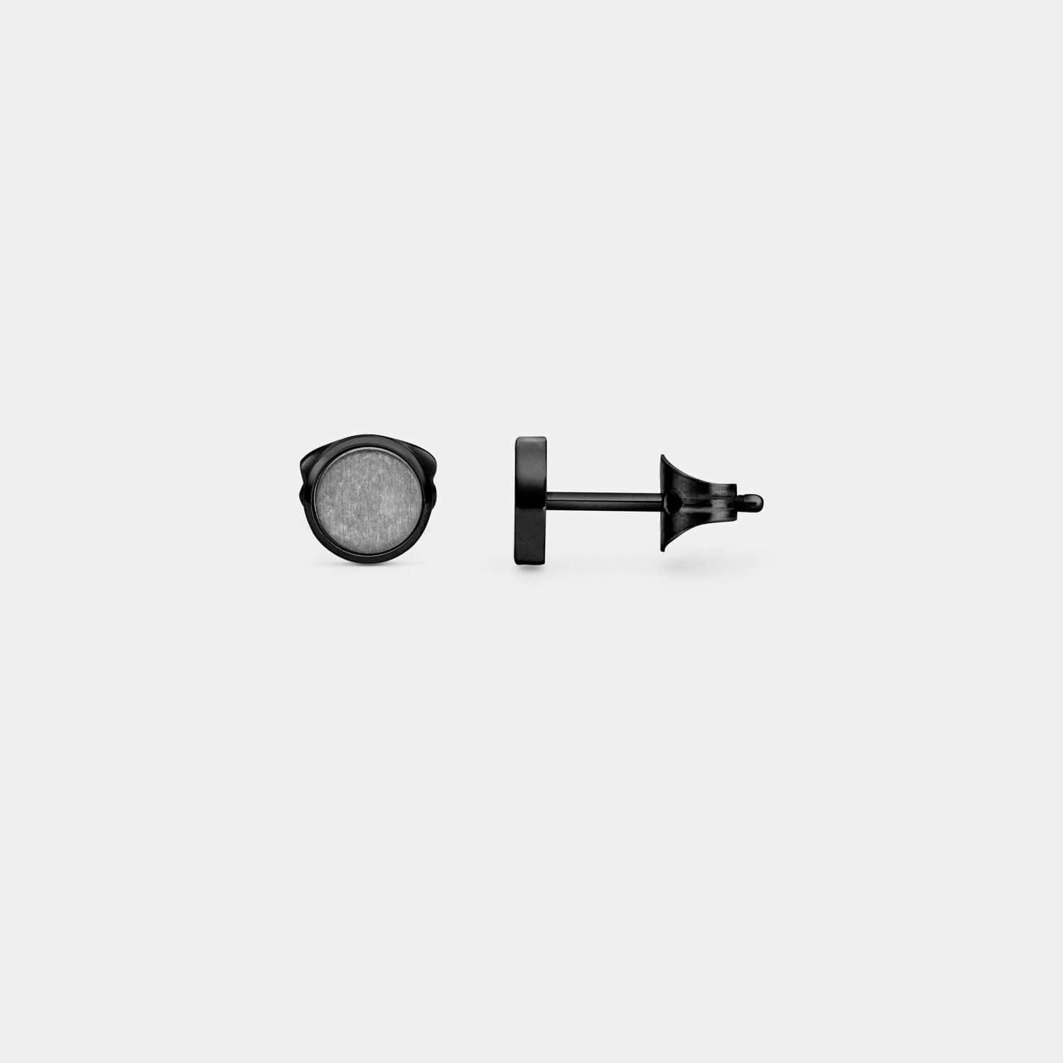 Kleiner, schwarzer Orbis Ohrstecker (Paar)