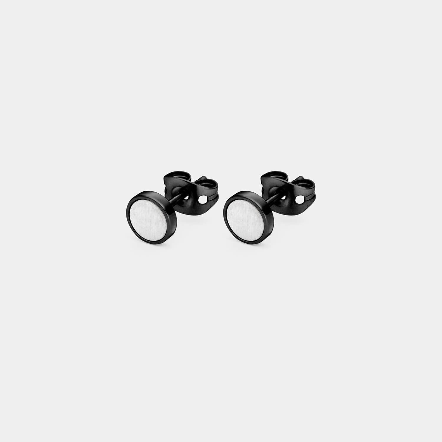 Kleiner, schwarzer Orbis Ohrstecker (Paar)