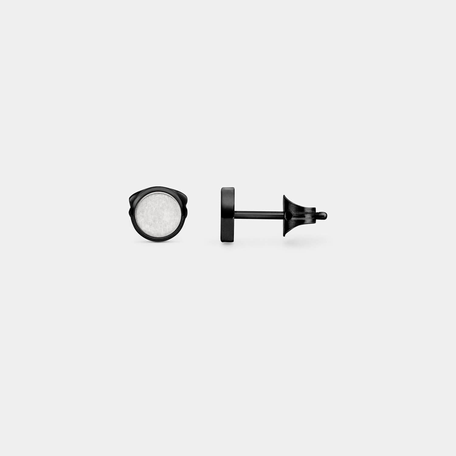 Kleiner, schwarzer Orbis Ohrstecker (Paar)