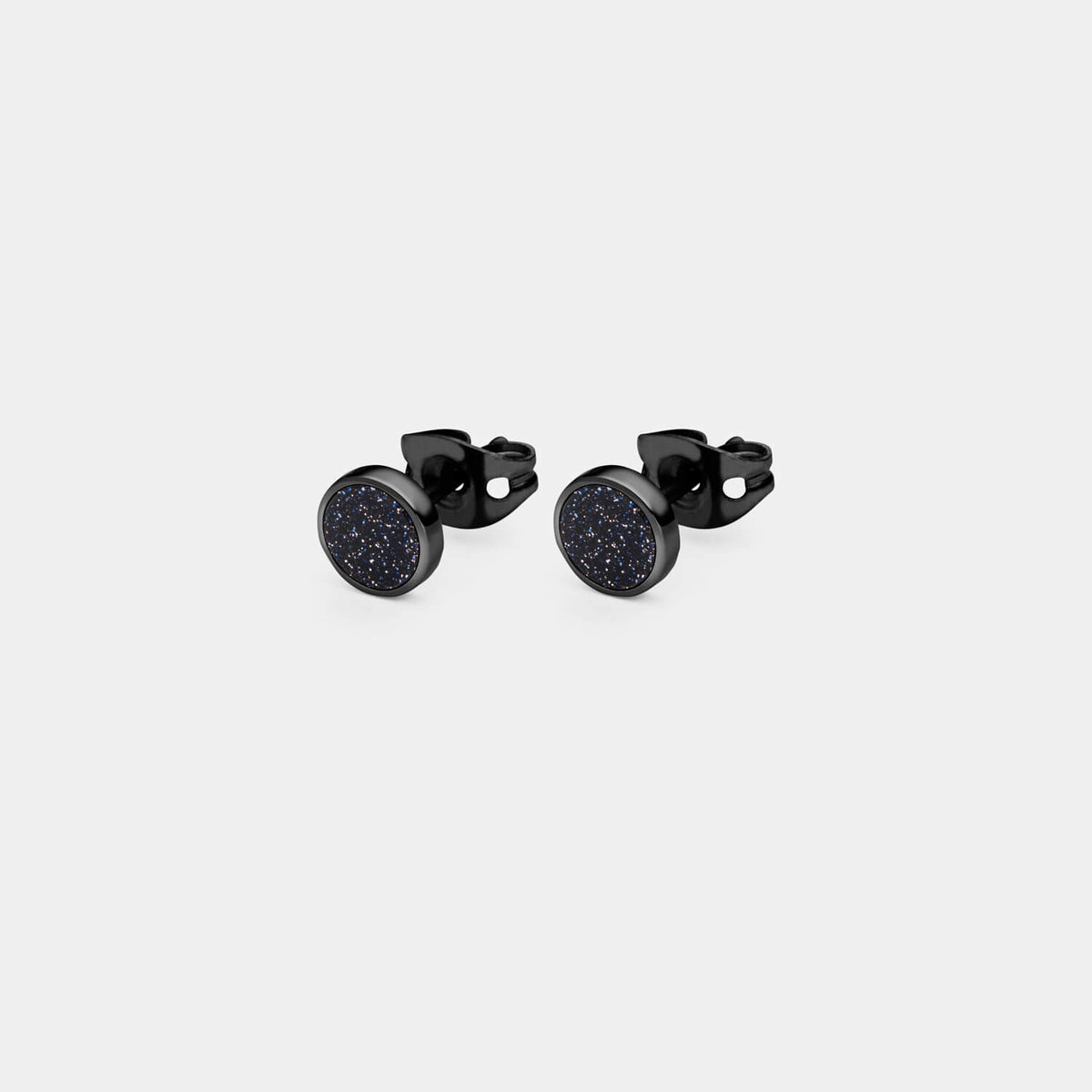 Kleiner, schwarzer Orbis Ohrstecker (Paar)