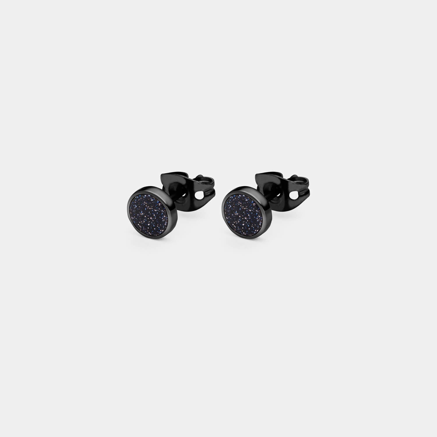 Kleiner, schwarzer Orbis Ohrstecker (Paar)