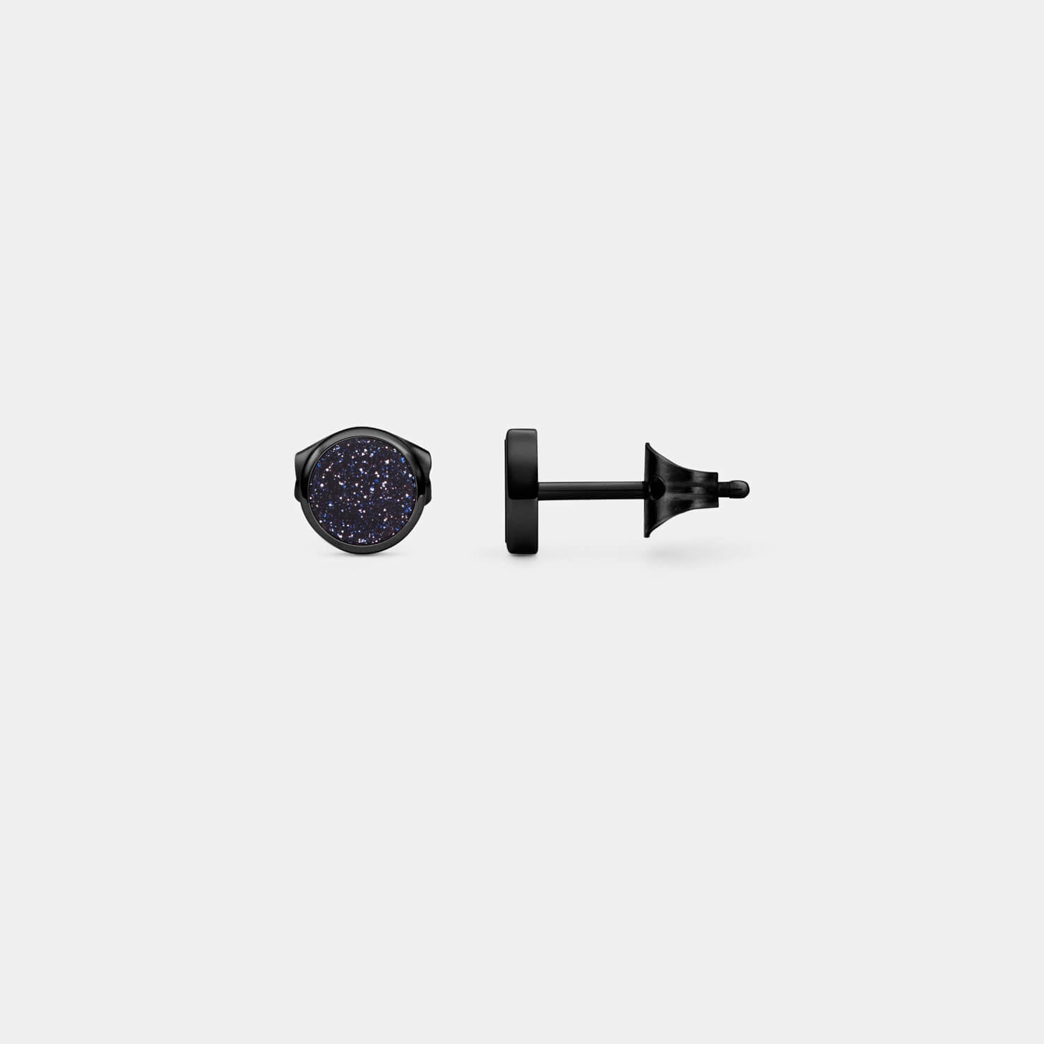 Kleiner, schwarzer Orbis Ohrstecker (Paar)