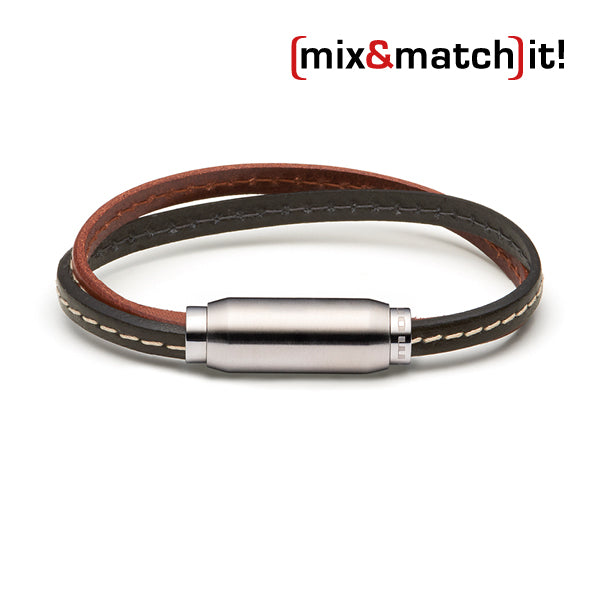 (mix&match)it! Armband, Leder, braun/schwarz