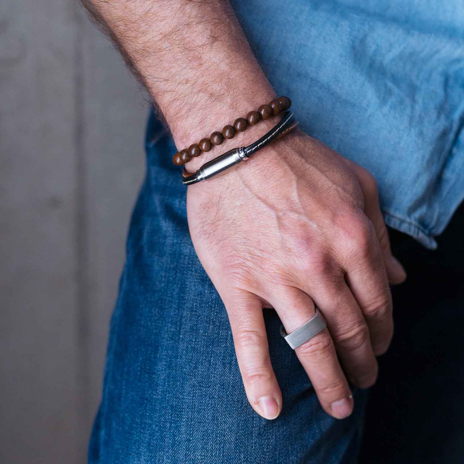 Armband, Leder, braun/schwarz