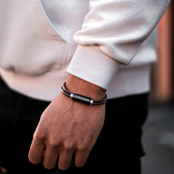 Lederarmband, braun/schwarz