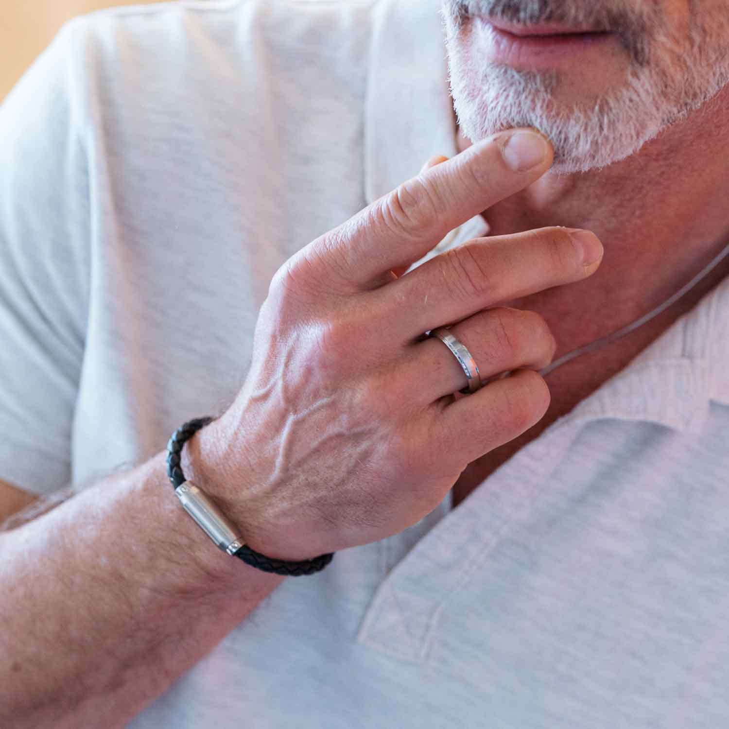 Herren Armband, Leder, schwarz