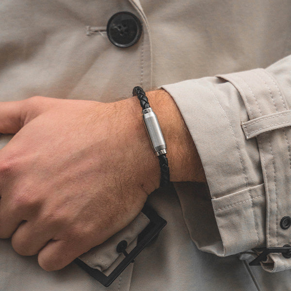 Herren Armband, Leder, schwarz
