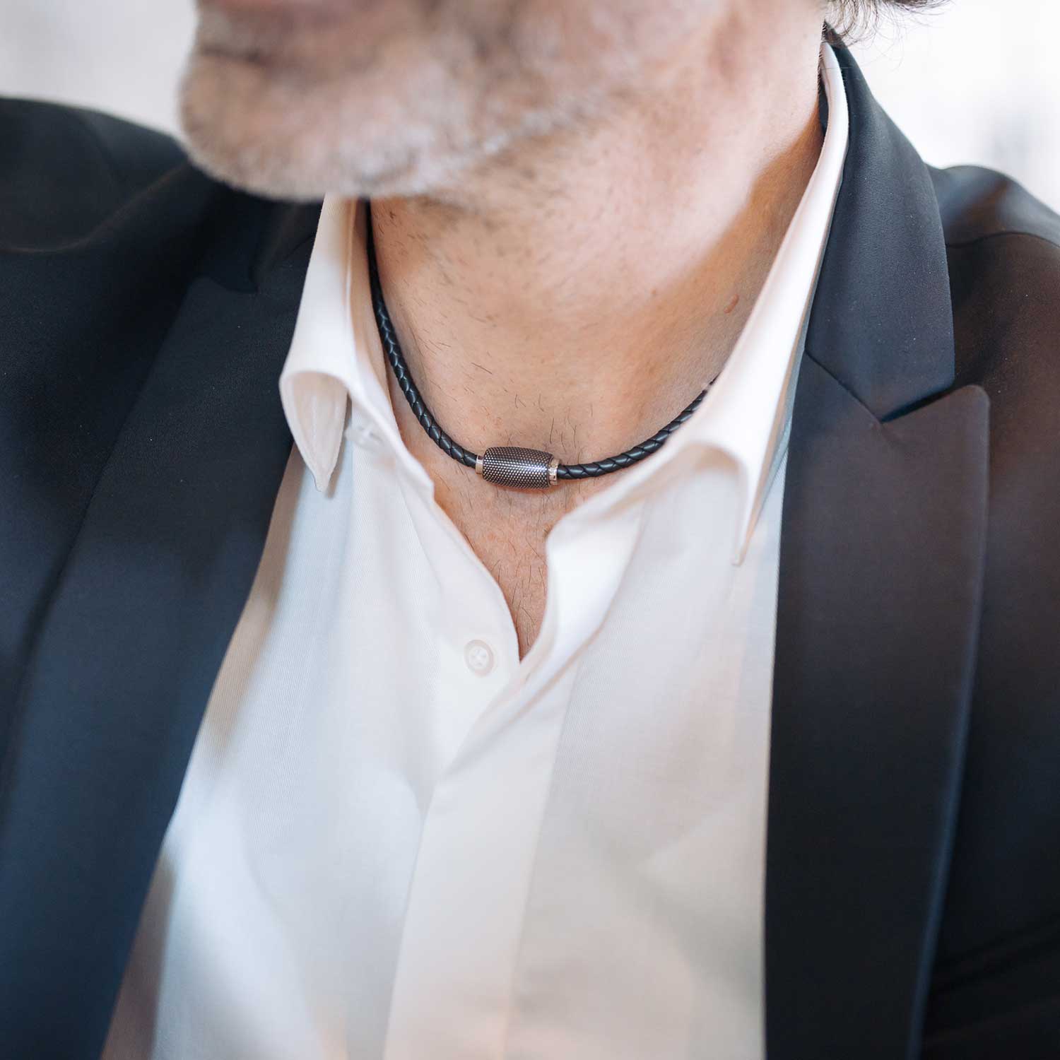 Business Rocker Kette, Leder, schwarz