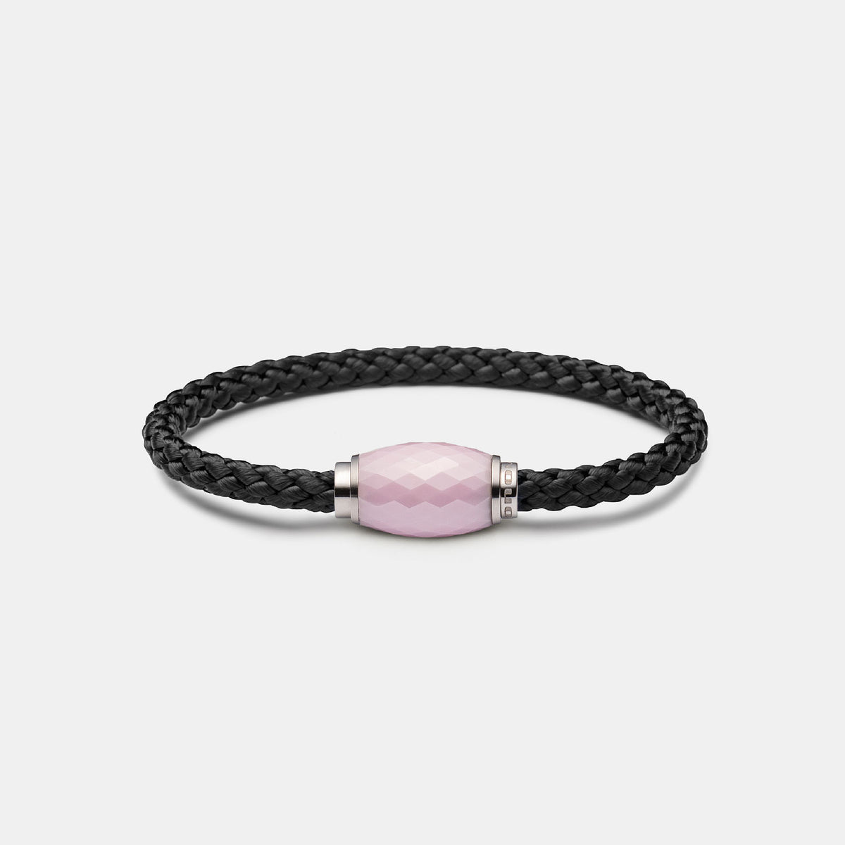 Armband, rosa Keramik, Tauwerk, schwarz
