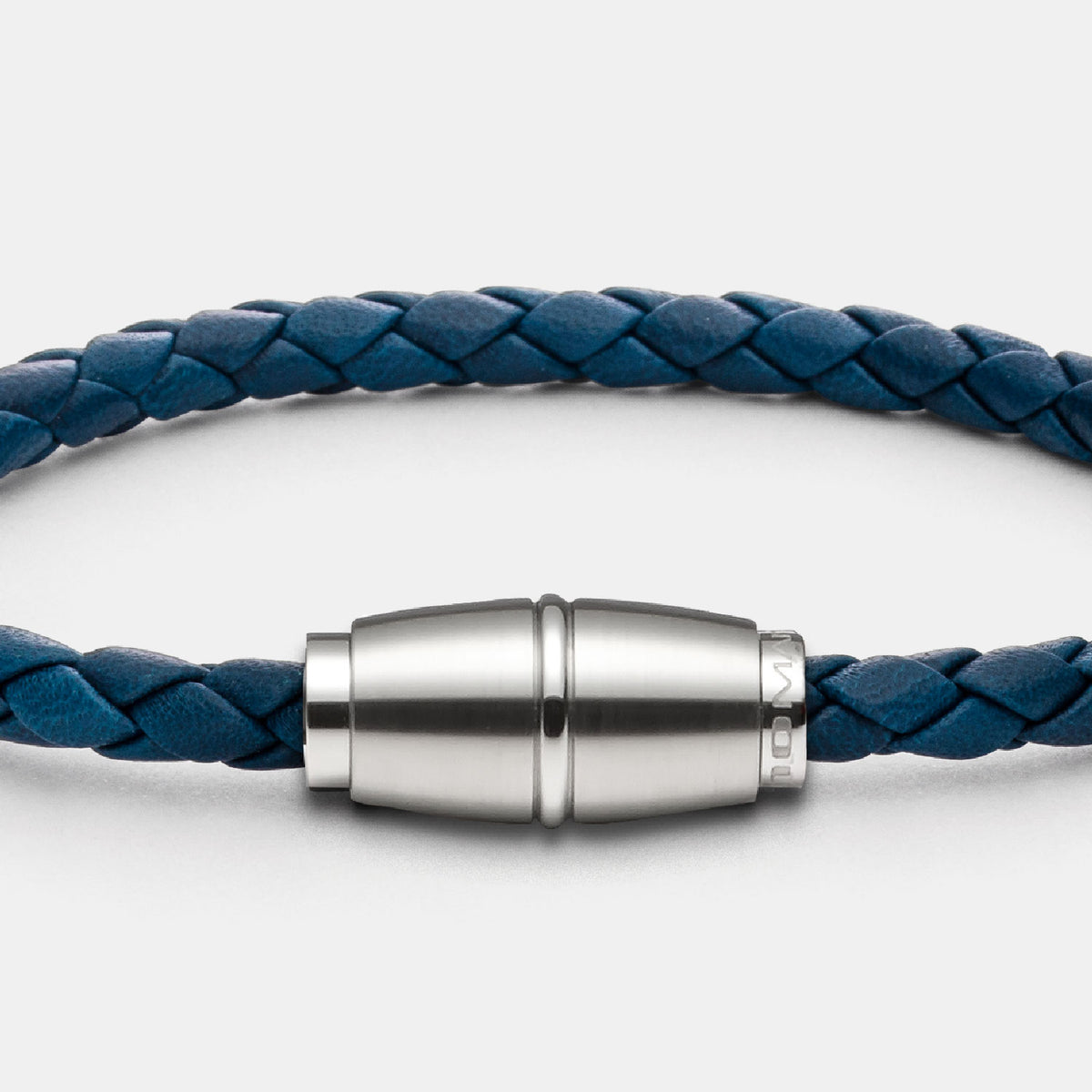 Lederarmband, blau geflochten